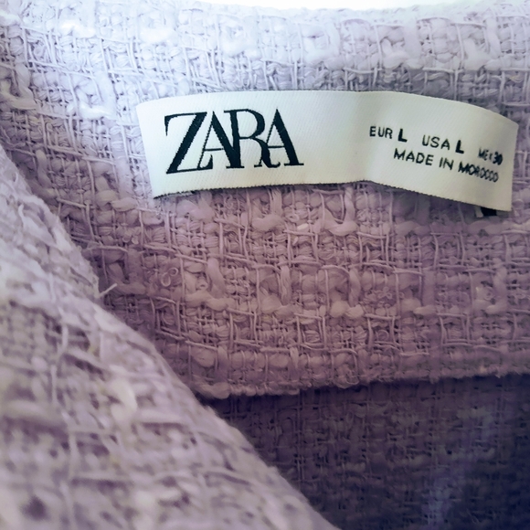 New-Zara long button up lilac Cotton Tweed Weave Large Crystal Buttons Dress - Picture 6 of 12